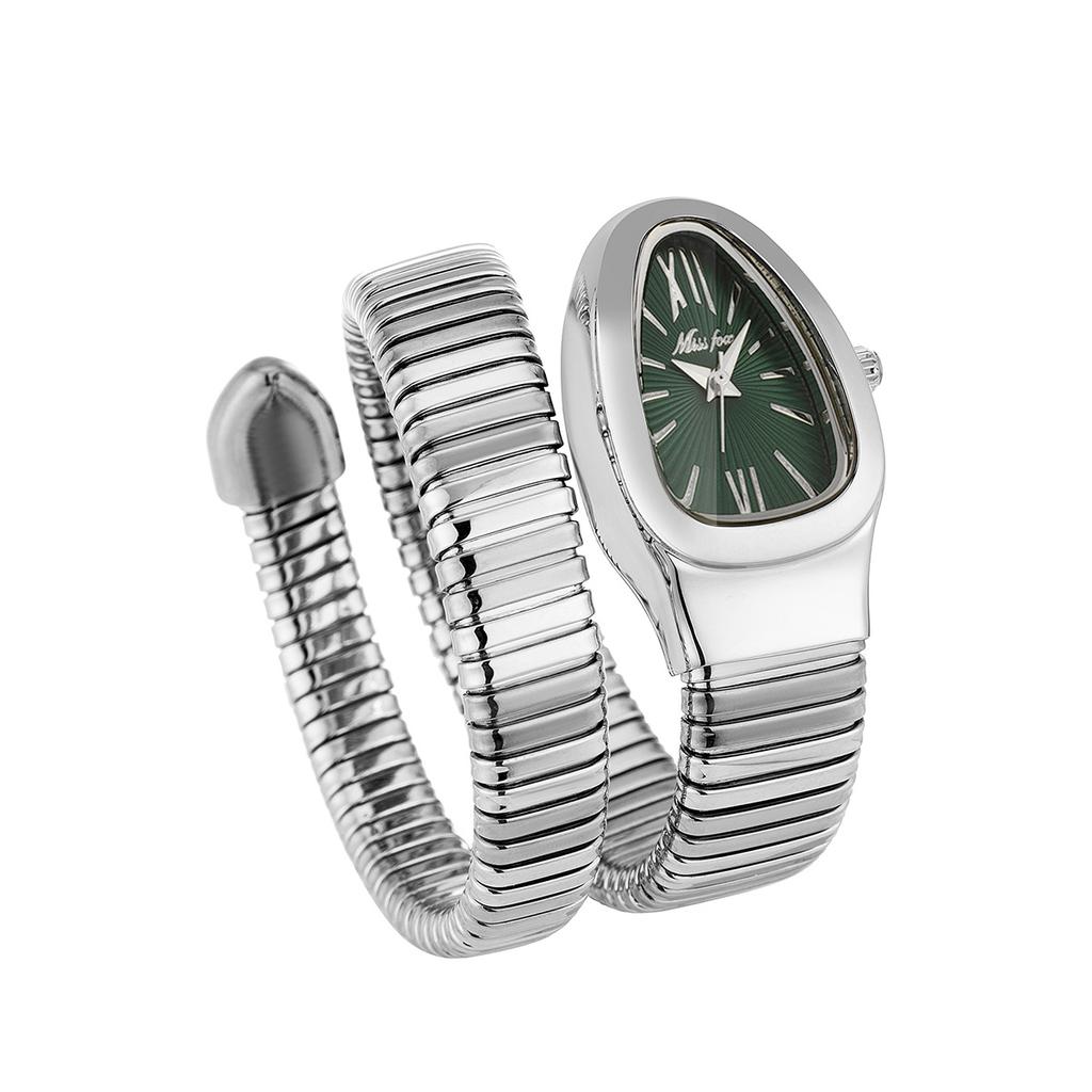 MISSFOX Classic Snake Shape Watch for Women Gold Silver Scaleable Bracelet Womens Watches Quartz Ladies Wristwatch