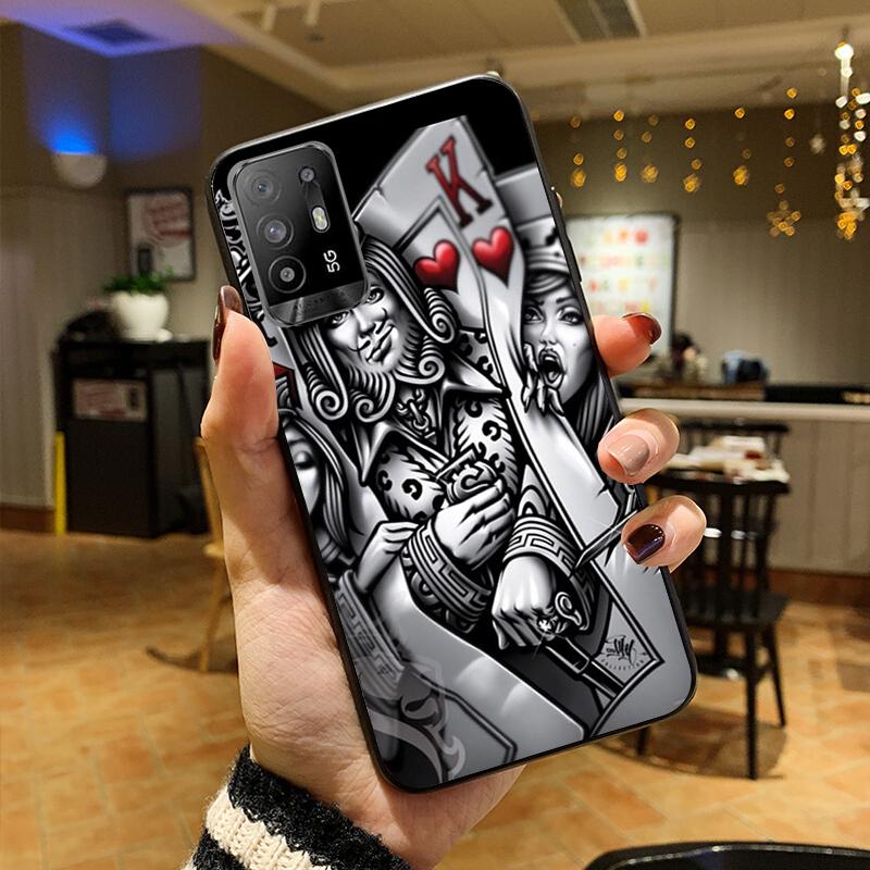 Skeleton Schädel Frau Kuss Tattoo Telefon Fall für OPPO A54 A74 A94 A53S A9 A5 A15 A16 A91 A96 A76 Reno8 8Pro Reno2 Z Abdeckung Coque