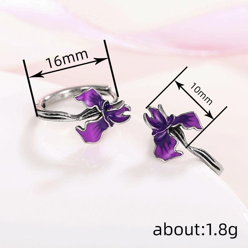 Metal lock edge flared morning glory jewelry, painted oil exquisite earrings, pastoral daily matching style