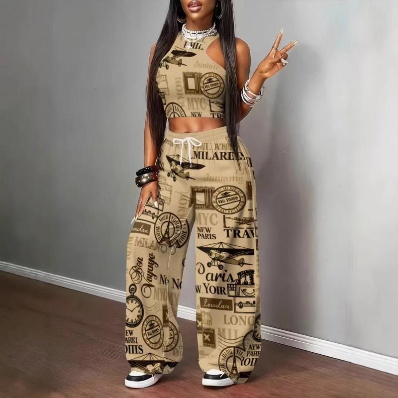 Y2K Streetwear Set Damen - Bedrucktes Crop Top Shorts Passendes Outfit Lässig 3D Grafik Sportliches Ensemble