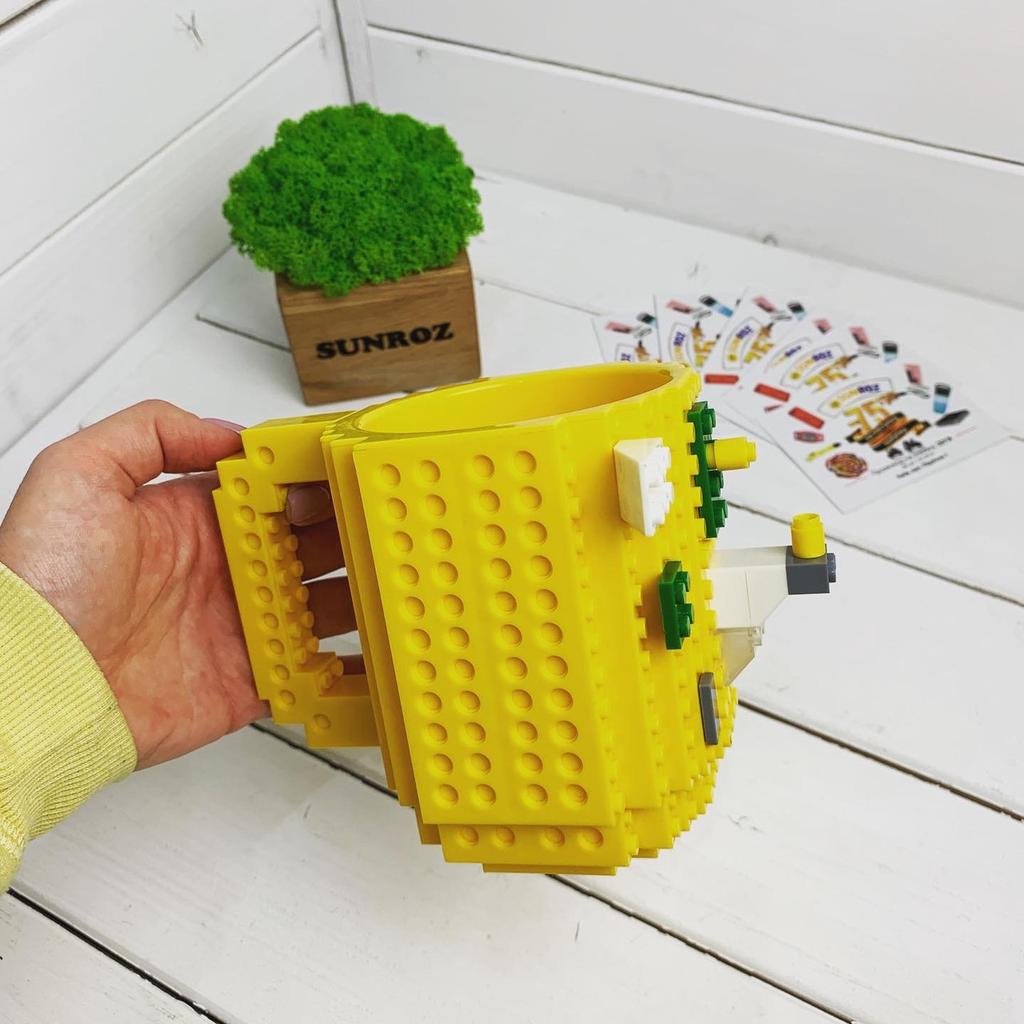 Blok Bulmaca Kupa Kahve Fincanı Tasarımcı Kupa Yapılabilir Tuğla Kendin Yap Farklı Renkler 350ML Yapı Taşları