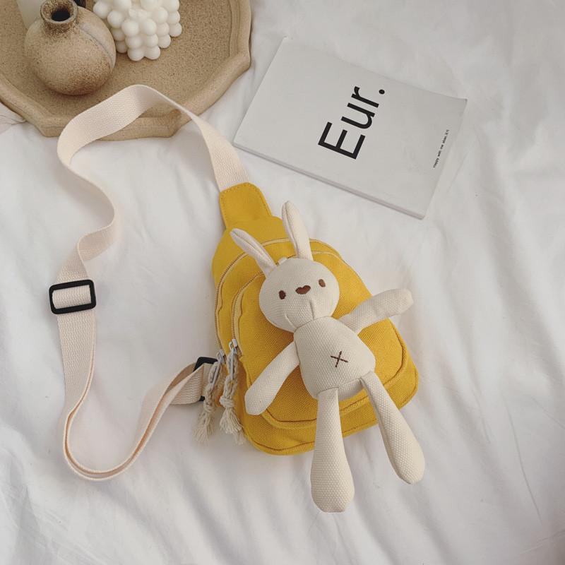 Adorable Cartoon Rabbit Waist Bag For Kids Stylish Trendy Canvas Crossbody Bag
