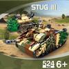 524 ks WW2 Stug III Obrněné bojové vozidlo Stavebnice Vzdělávací Vojenská Hračka pro Děti BEZ KRABICE