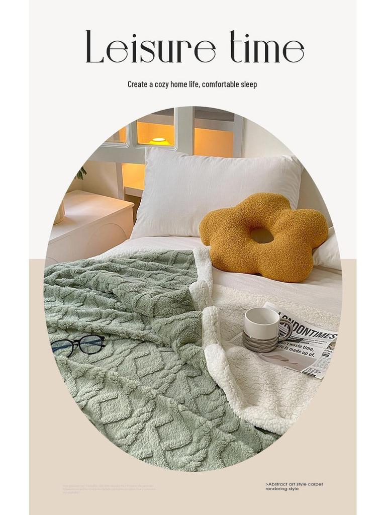 Winter Taf Velvet Double-Layer Coral Fleece Blanket - Lambswool Sofa Throw, Autumn/Winter Quilt