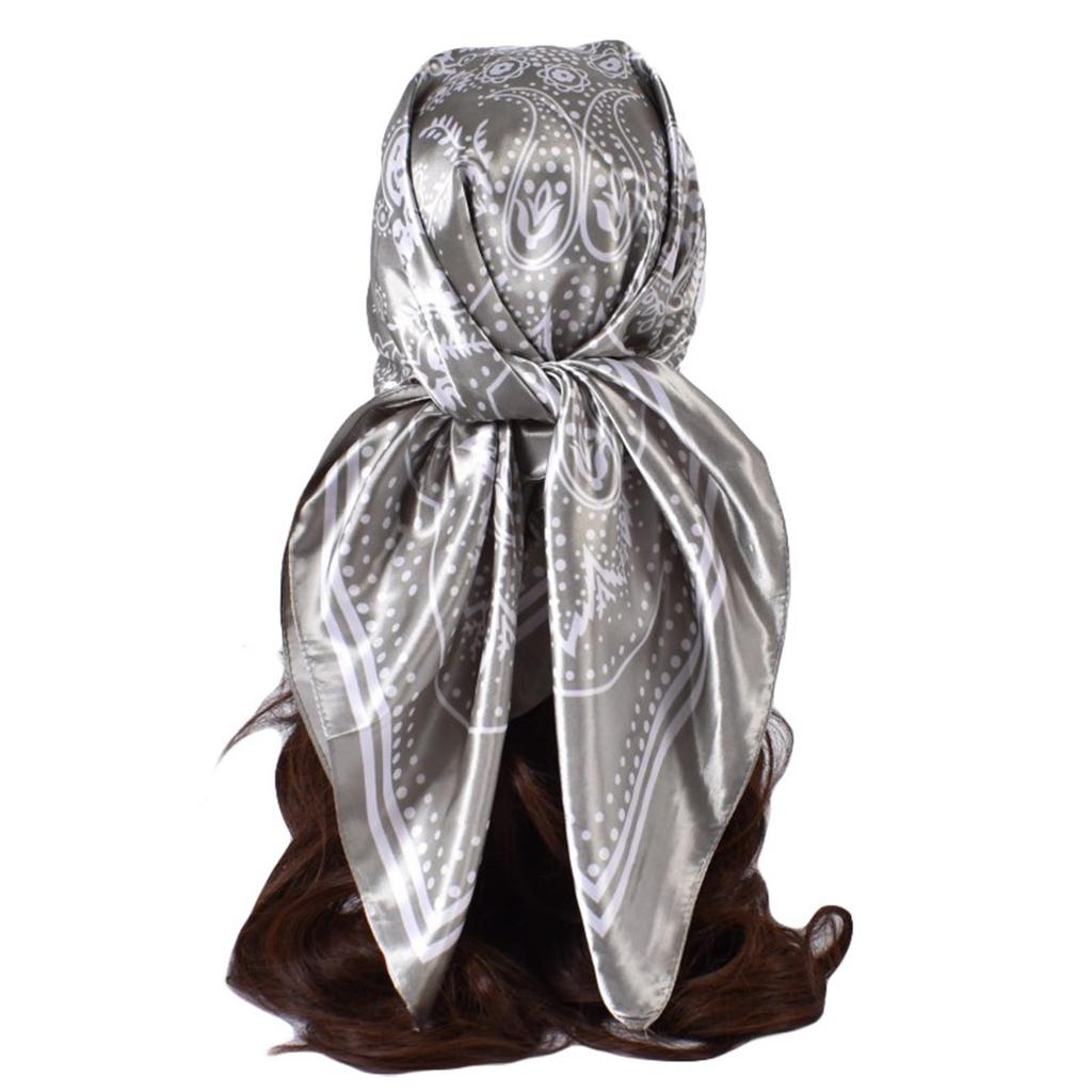 Damen-Satin-Quadrat-Seiden-ähnliche Haarschals, Wickel-Kopftuch zum Schlafen, 90 cm, quadratischer Seidenschal, Handblumen-Turban-Schal