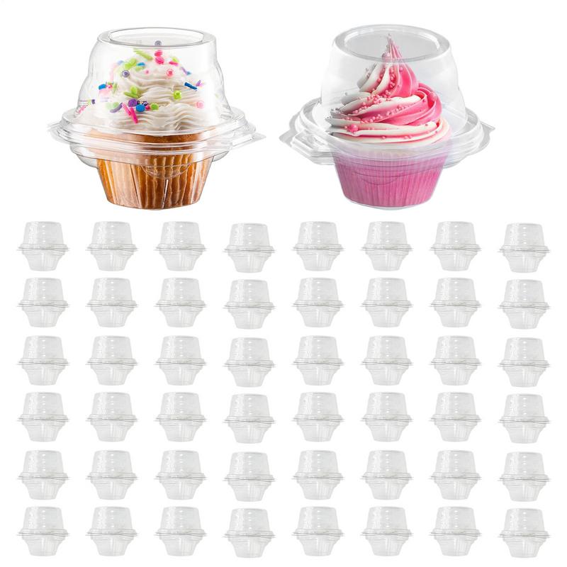 

Individual Cupcake Containers 50X Clear Cupcake Carrier Reusable Stackable Dessert Case With Dome Lid Muffins Storage For China Mainland