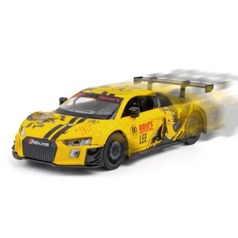1/32 Scale Sport R8 LMS CUP Alloy Metal Vehicles Die Cast Toy Vehicles Sound and Light Collection Childrens Birthday Toy Gifts