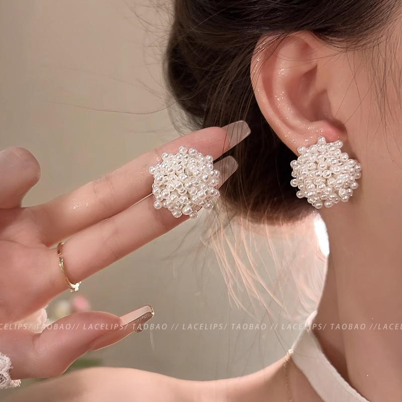 S925 Silver Needle Pearl Flower Earrings for Women - Luxury, Fashionable Korean Style