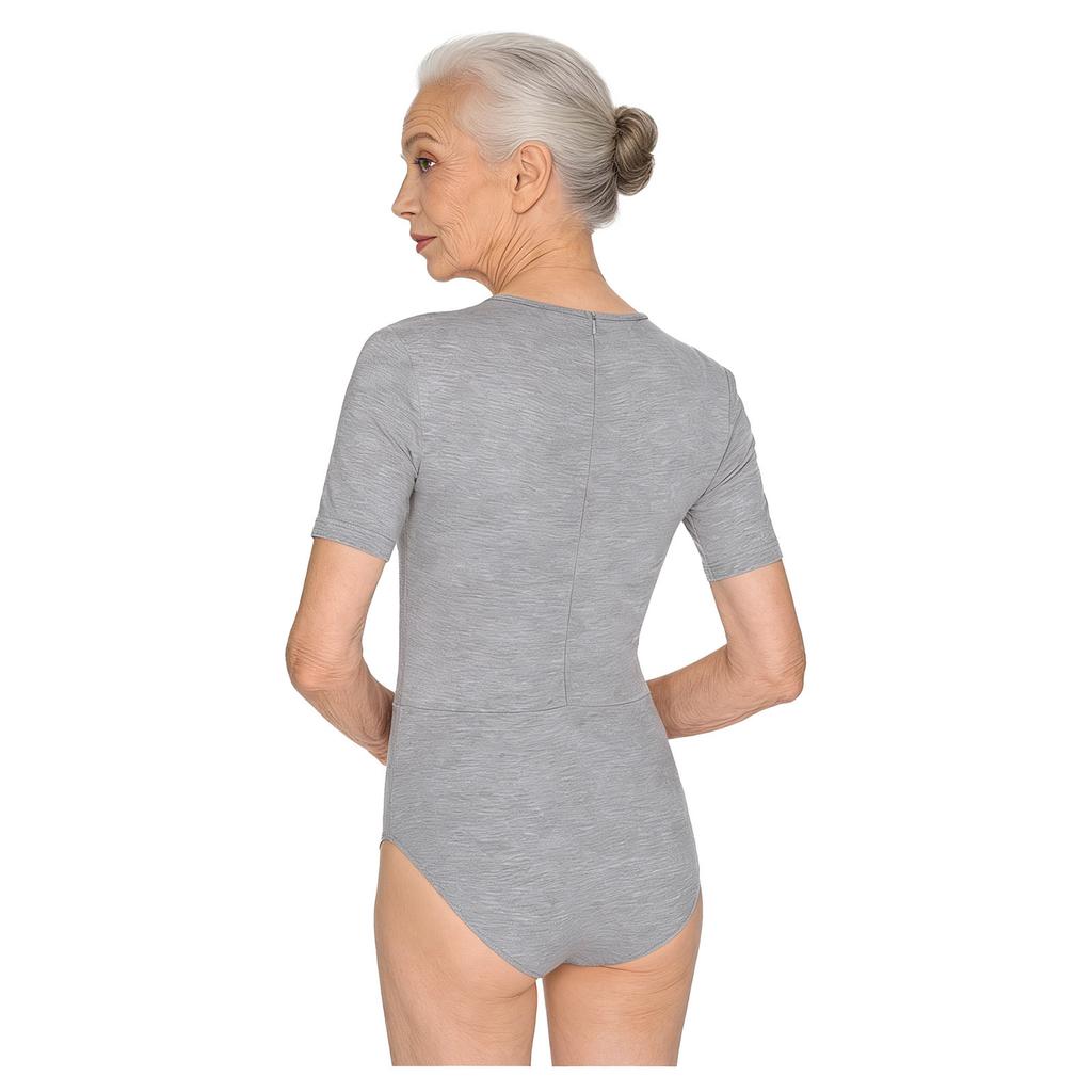 Damen Adaptiver Body Kurzarm Zugang für Ernährungssonde Druckknöpfe Bauchbereich Spezielle Bedürfnisse Jumpsuit