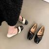 French Design Sense Square Head Black Single Shoes Women's Shoes 2025 New Spring and Autumn Retro Evening Breeze Commuter Shoes