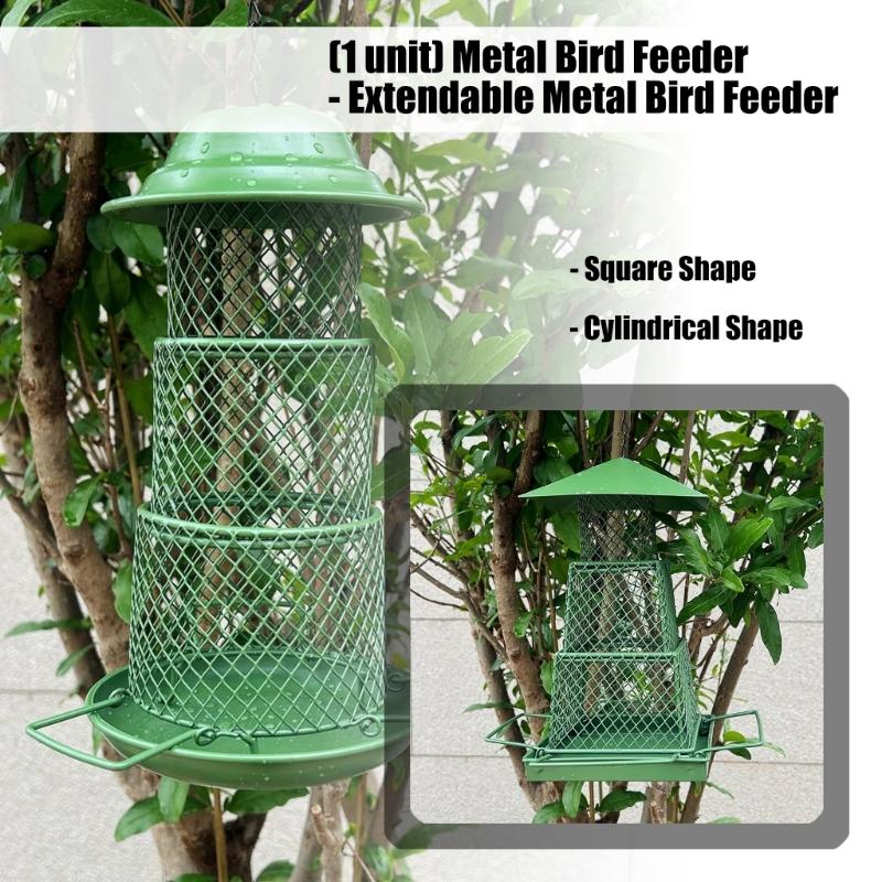 Squirrels Proof Outdoor Bird Feeder Metal Construction Feeding Ports Weatherproof Roof Design For Finches