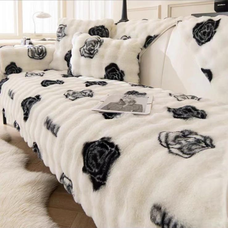 Super Soft Rabbit Velvet Teplý sametový polštář na pohovku Zimní zahušťovací masážní potah na pohovku Nový látkový ručník.