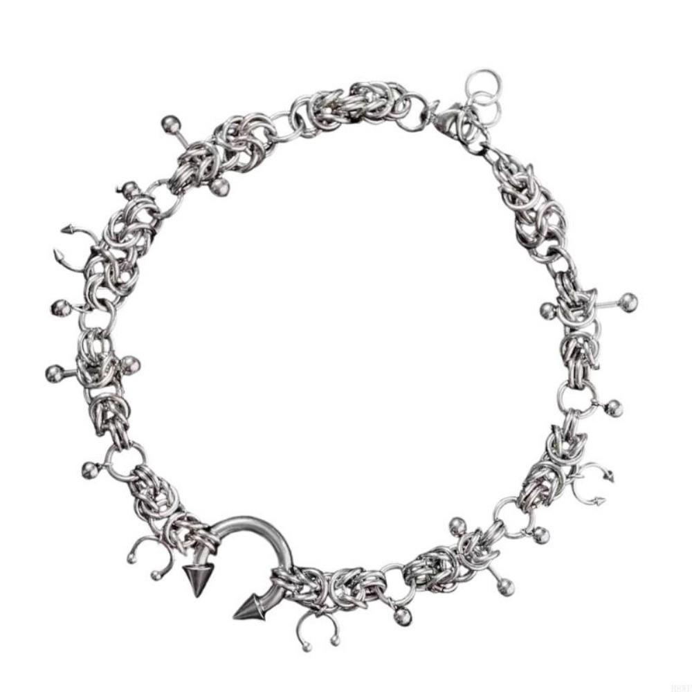 Stainless Steel Punk Choker Necklace Rivet Horseshoe Spiked Gothic Necklace  Gifts