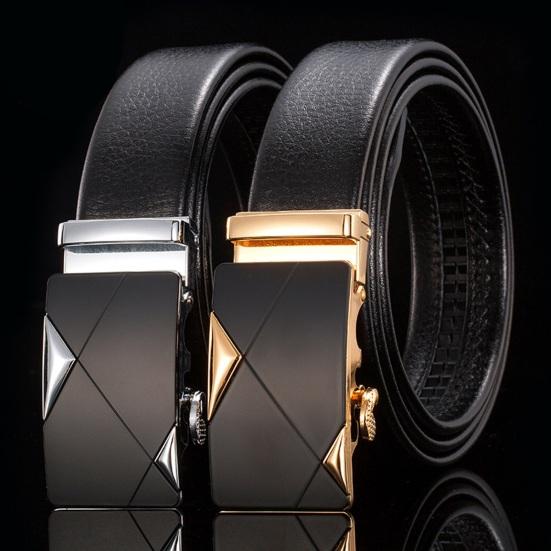 Men Autumatic Belt Business Formal Belt Smooth Faux Leather Alloy Buckle Anti-break Great Durability Anti-slip Men Meeting Commute Suit Pants Belt
