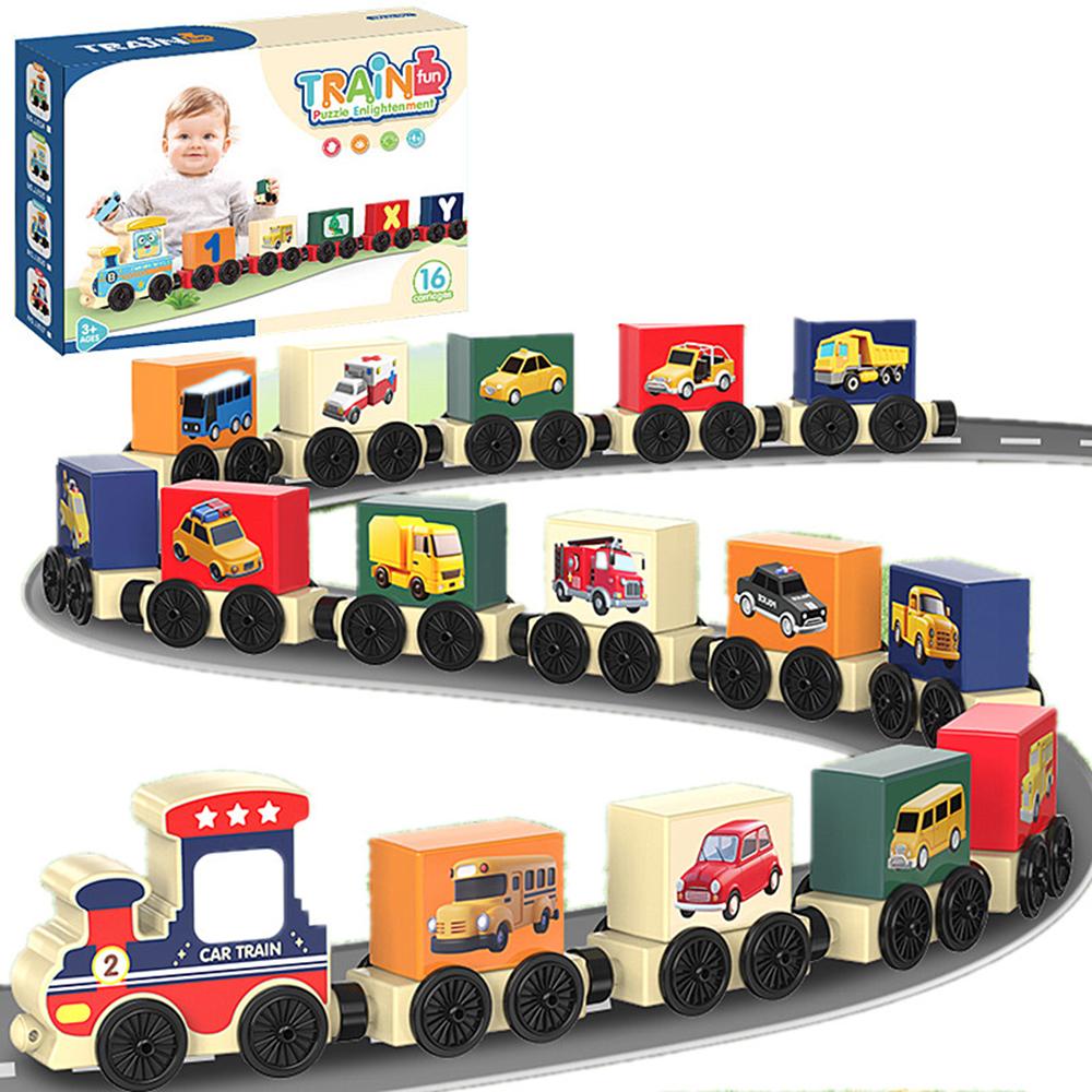 JJ924-927 Toy Train Sets with Bricks DIY Preschool Educational Toys for Toddlers Random Style