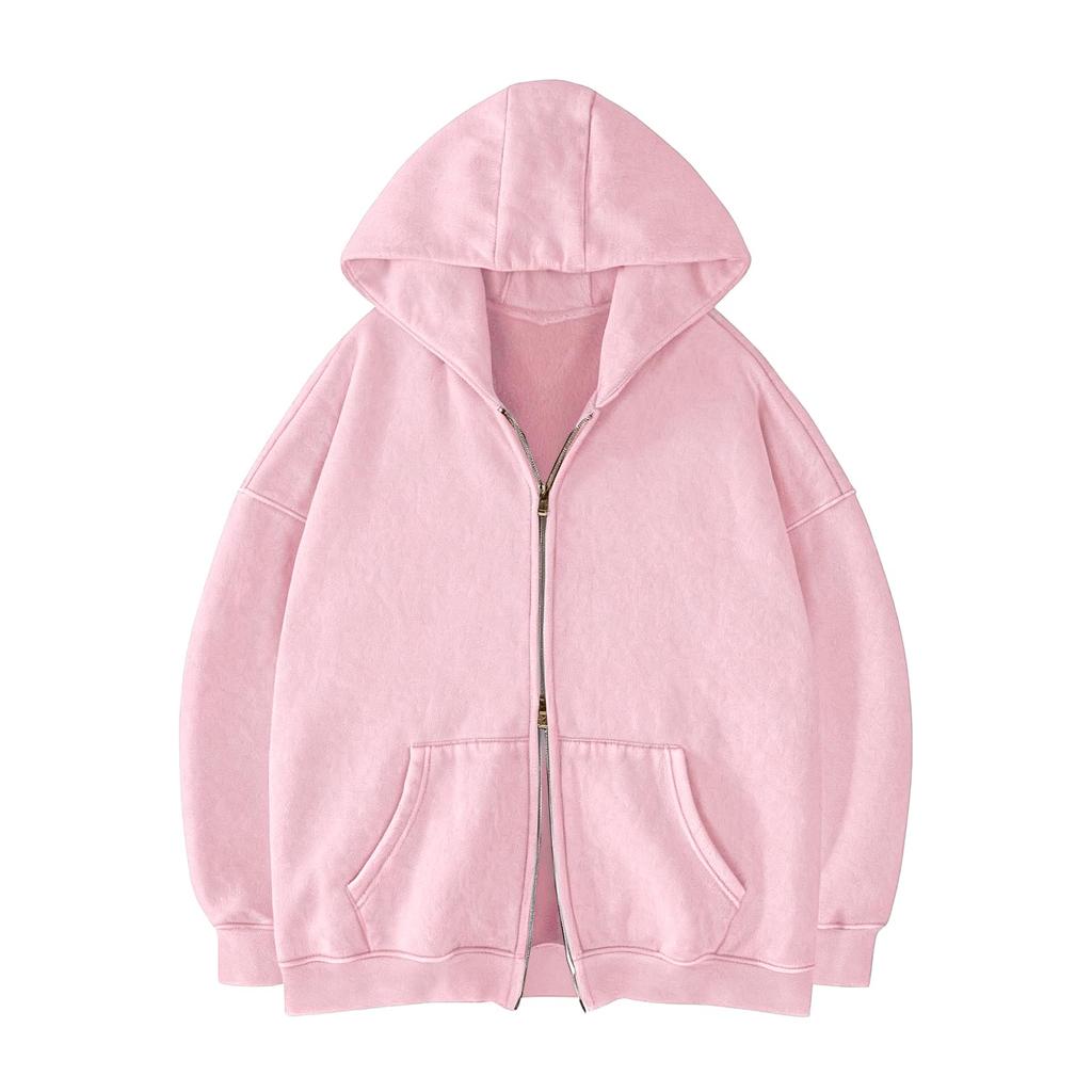 Women's Casual Color Zip-Up Hoodie Sweatshirt for Everyday Wear