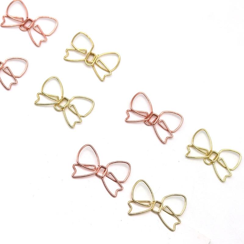 100Pcs Bowknot Paper Clip Metal Paper Clip Bookmarks Clip For File Paper Photo Envelopes Letter File Document Postcard