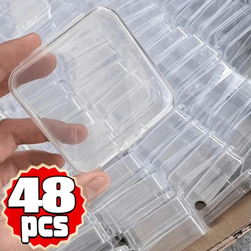 6-48Pcs Clear Small Containers Plastic Square Bead Storage Box for Beads Jewelry Crafts Board Game Pieces Organization Wholesale