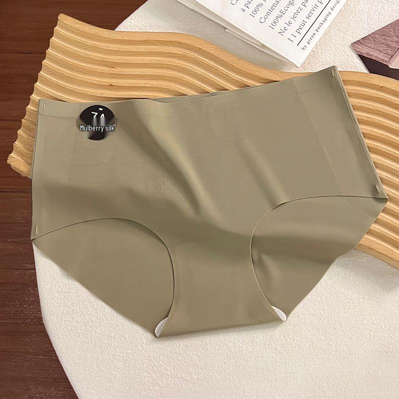 Korean Style Seamless Mid-Waist Women's Thongs: Ice Silk, Antibacterial, Skin-Friendly, Solid Color