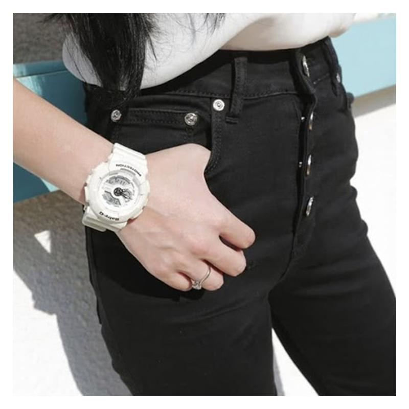 Casio BABY-G Fashion Trend Contrast Color Vitality Street Classic Pointer Dual Display Sports Waterproof Quartz Movement Japanese and BA-110PP-7A