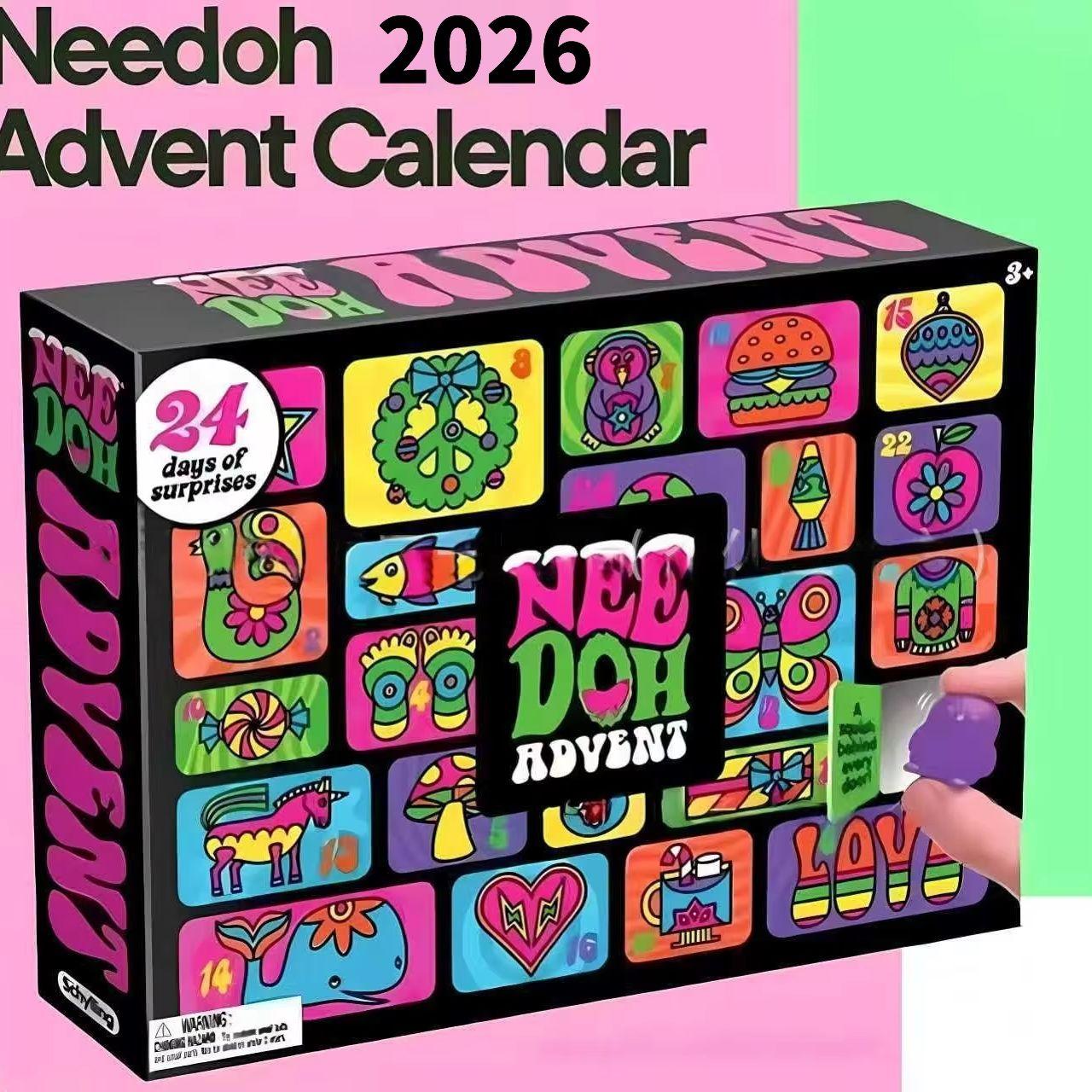 Nee Doh Adventskalender 24 Stuks Mini Squish Fidget Blind Box Kerst Countdown Verrassing Stressverlichting Kinder Kerstcadeau as show pink
