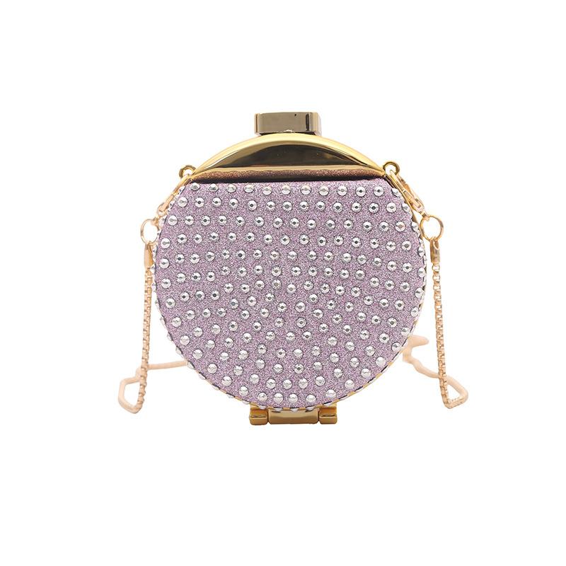 Mini Petite Luxury Diamond Inlaid Round Shaped Crystal Clutch Bag Women's Crossbody Bag Wedding Dinner Party Shoulder Bag
