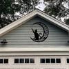 Cute Black Cats Moon Metal Sign Arts Wall Hanging Pendant Decorations for Windows Doors Mantelpieces