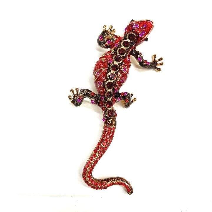 SKEDS Classic Women Men Vintage Crystal Lizard Badges Brooch Fashion Baroque Boutique Shining Pin For Ladies's Clothing Coat