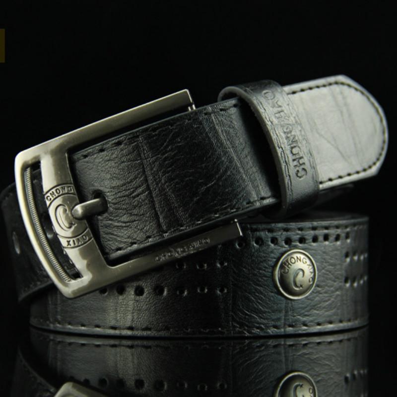 

Новый мужской ковбойский ремень для отдыха 100, корейская версия, мужской широкий ремень в стиле панк с полыми заклепками 110cm чёрный