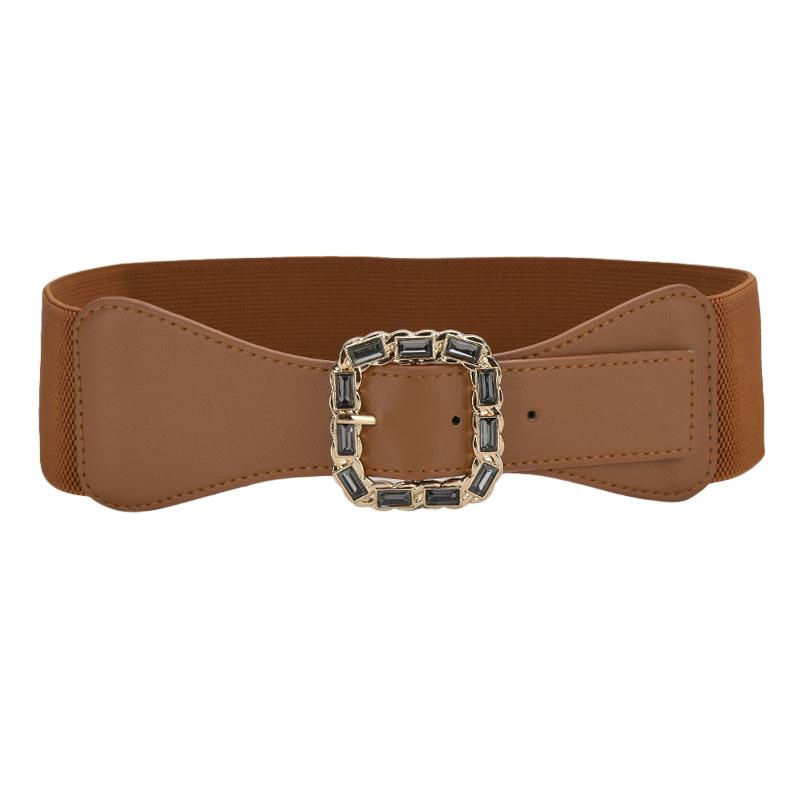 Leather Wide Waist Seal Decoration Versatile Ins Style with Dress Suit, Elastic Stretch Pin Buckle Belt Coat Belt