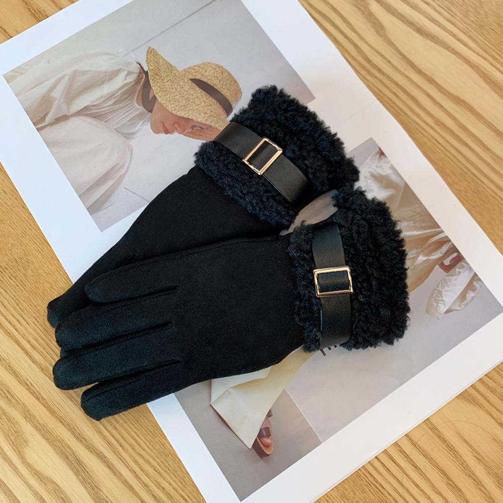 Thickened Women Fleece Gloves Windproof Cycling Mittens Simple Women's Winter Gloves Mom