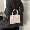 French Bow Pu Square Shoulder Bags for Women Simple Solid Color Ladies Crossbody Bag Versatile Portable Female Handbags Purse