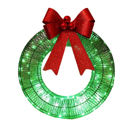 Lighted Christmas Wreath Battery Operated Pre-Lit Wreath with Large Bow And LED Lights for Indoor Outdoor Christmas Holiday Yard Garden Porch Decor