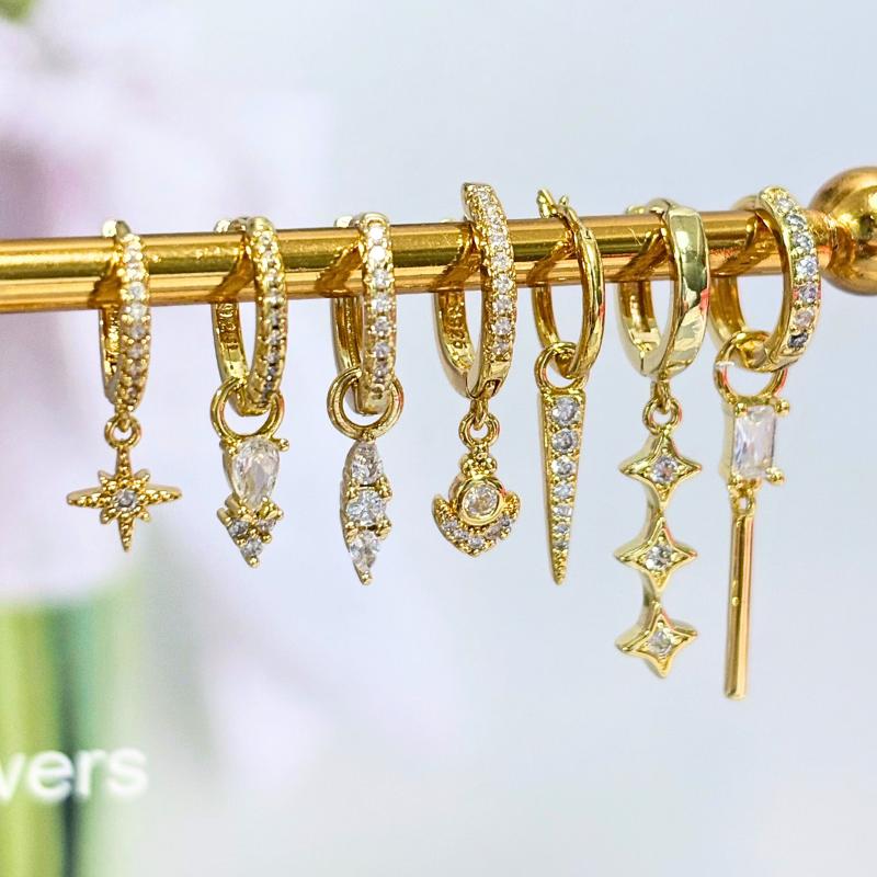 Dames 925 Zilveren Oorstekers Kristal Zirconia Waterdruppels Stud Hoops Goud Huggie Oorbellen Premium Luxe Feest Sieraden