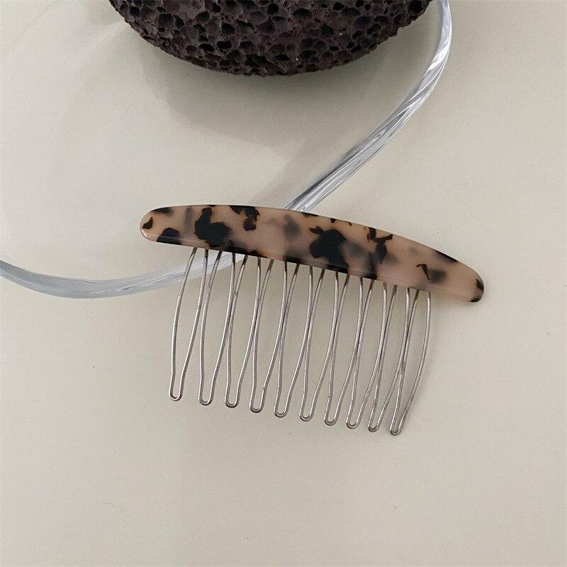 Plaid Comb Clip Bangs Hair Clip Texture Marble Pattern Iron Tooth Simple Comb Clip Insert Comb Styling Accessories