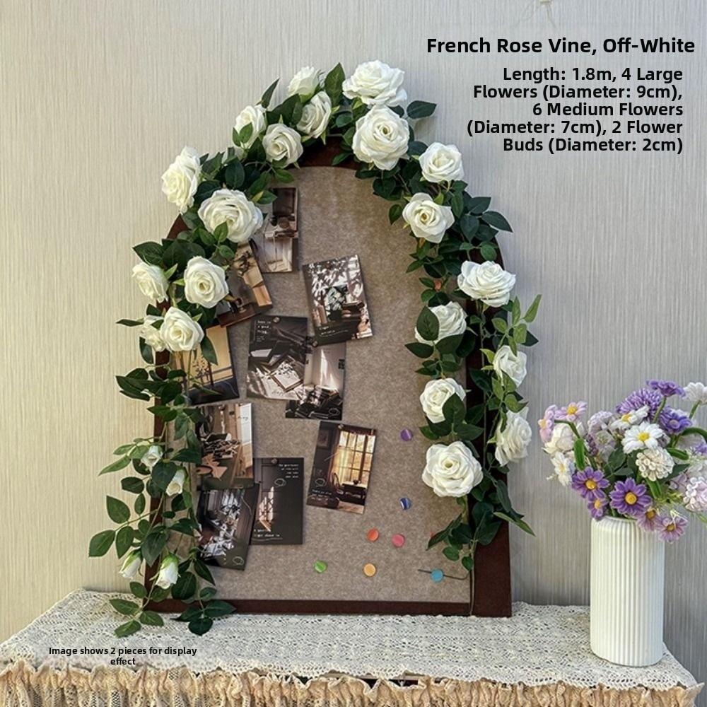 

1.8m 12 Heads Artificial French Rose Vine 7 Colors Wall Decor Rattan Home Decoration бежевий