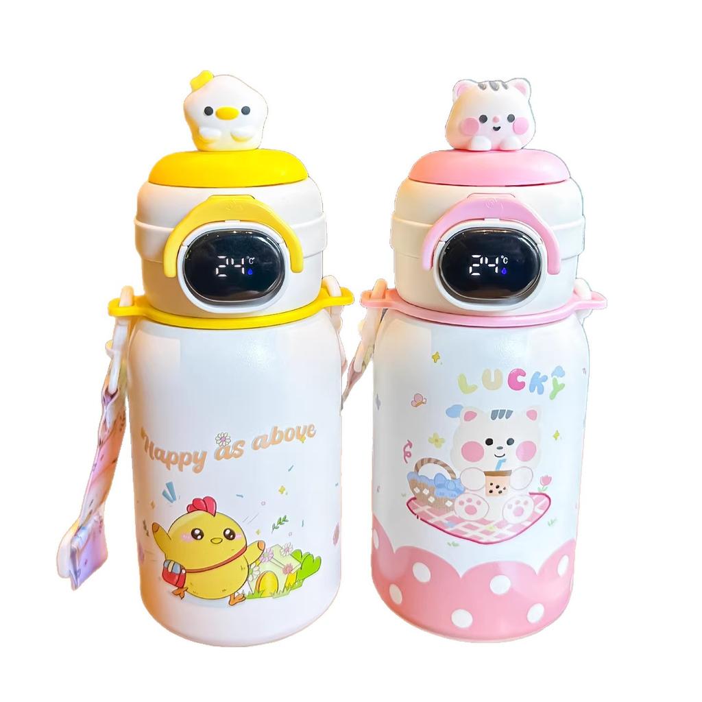 Children's Thermos Cup Girls' Kindergarten Temperature Straw Cup Special Water Cup for Primary School Students To Go To School