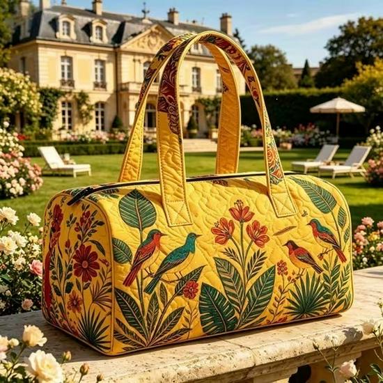 3D-Printed Quilted Cotton Women's Travel Yoga Handbag