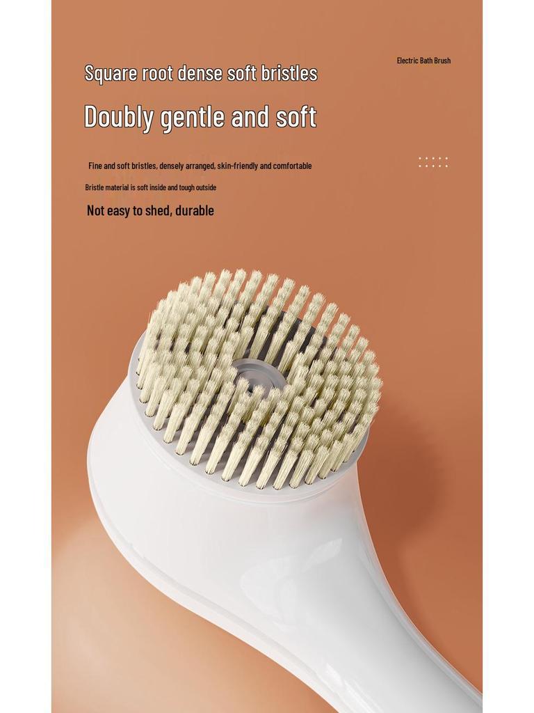 Electric Full-Body Exfoliating Bath Brush with Long Handle for Back Scrubbing and Massage