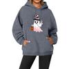 Women's Casual Fashion Solid Color Rugby Print Long Sleeve Hooded Sweatshirt Top