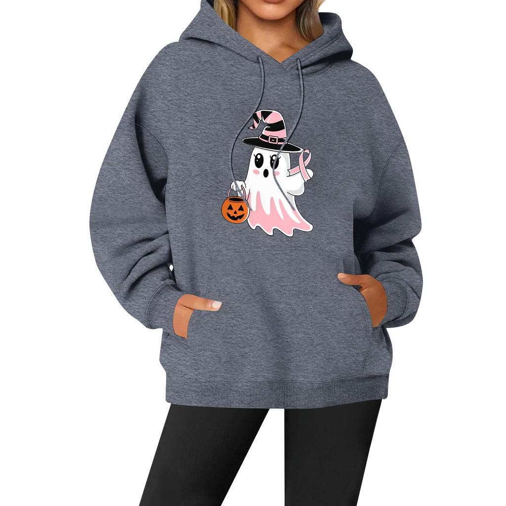 Women's Casual Fashion Solid Color Rugby Print Long Sleeve Hooded Sweatshirt Top