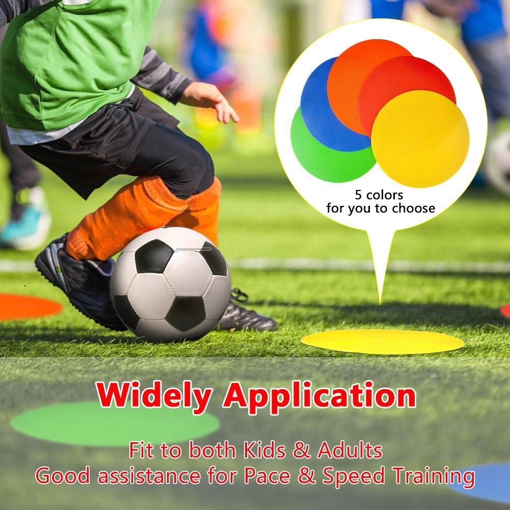 Flat Cones Spot Markers, 10 Pack Soccer Training Flat Disc Markers for Speed and Workouts with Mesh Carry Bag