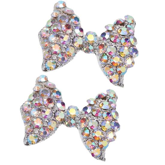 10 Pcs 3D Rhinestone Bow Tie Shape Nail Art Tip Glitter Decoration DIY Manicure