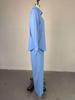 European & American Women's 2025 Summer Two-Piece Set: Sweet Fresh Lapel Beaded Shirt with High Waist Straight Leg Pants.
