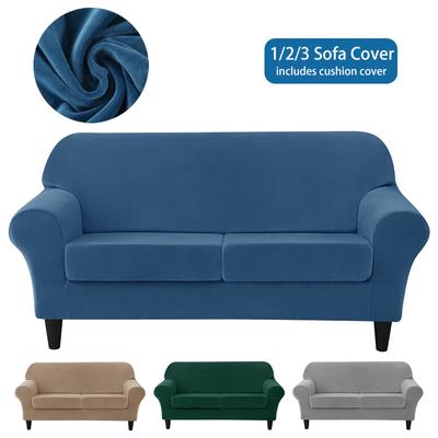 Soft Velvet European Sofa Cover With Seat Cushion Covers For Living Room Home Spandex Stretch Armchair Couch Furniture Protector