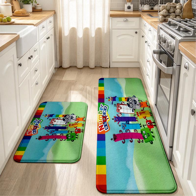 Numberblocks Flannel Kitchen Mat Christmas Soft Area Rug Non Slip Floor Carpet Home Decoration