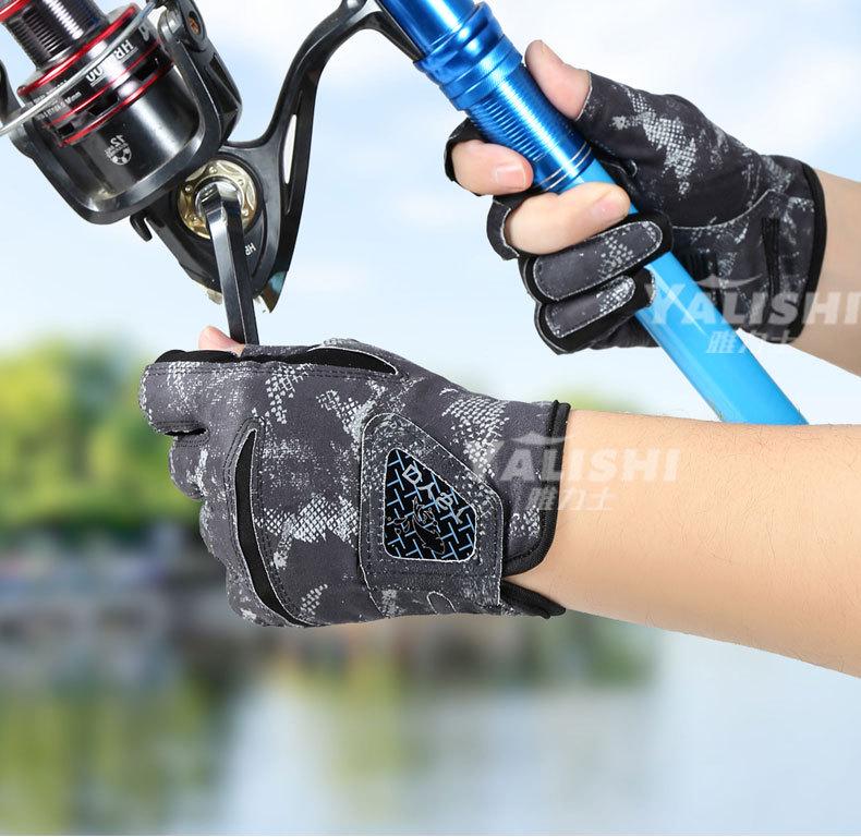 Die Xueli Sommer-Angelhandschuhe, Dreifingerlos, Dornenfest, Wasserdicht, Rutschfest, Abriebfest, Sonnenschutz.