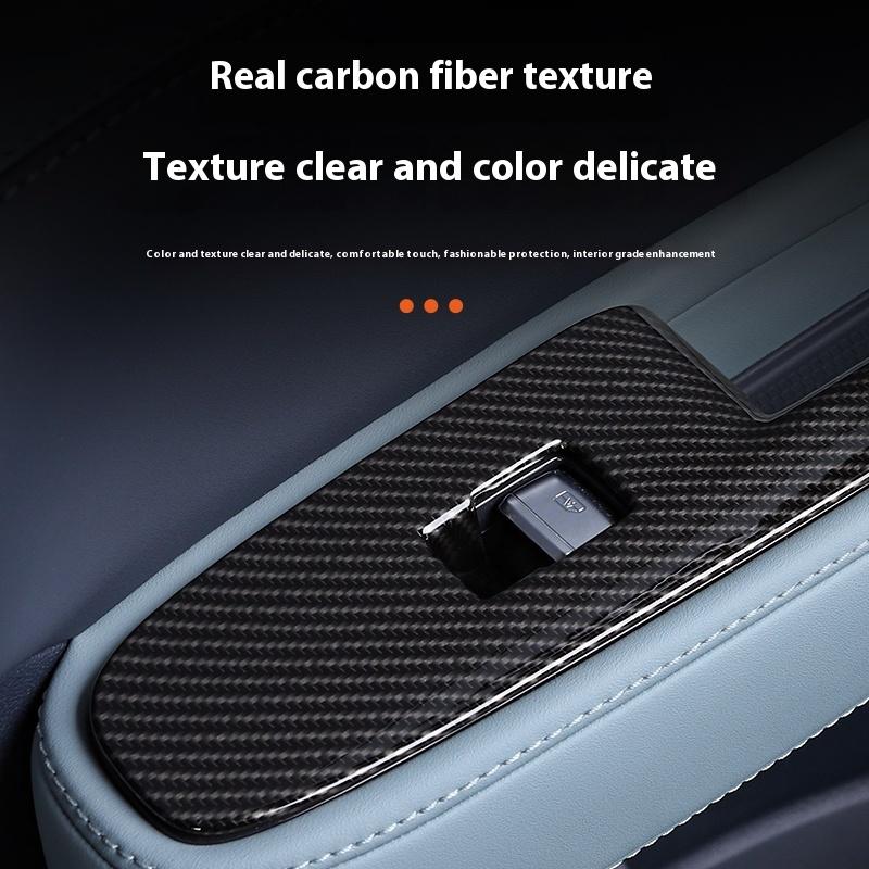 For BYD Formula Leopard 5 Denza B5 Window Control Panel Frame Carbon Fiber Interior Decorative Sticker Accessories