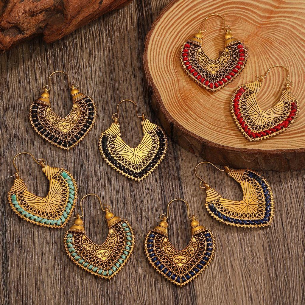 Bohemian Floral Totem Earrings: Elegant High-End Carved Accessories for Women