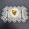 European-style white lace placemat, simple and fashionable wedding table decoration, bark pattern fabric plate mat, western food mat